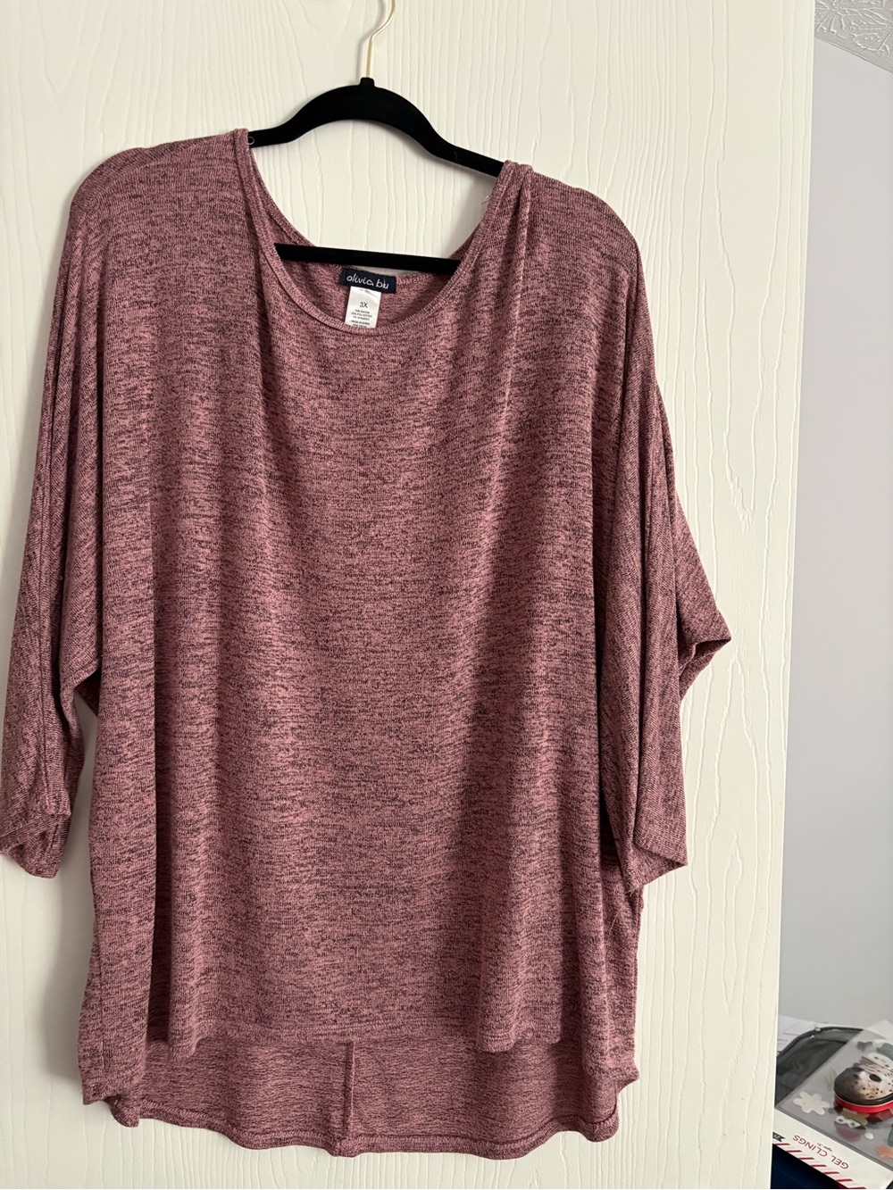 Olivia Blu Heathered Mauve Dolman Sleeve Women’s Top
